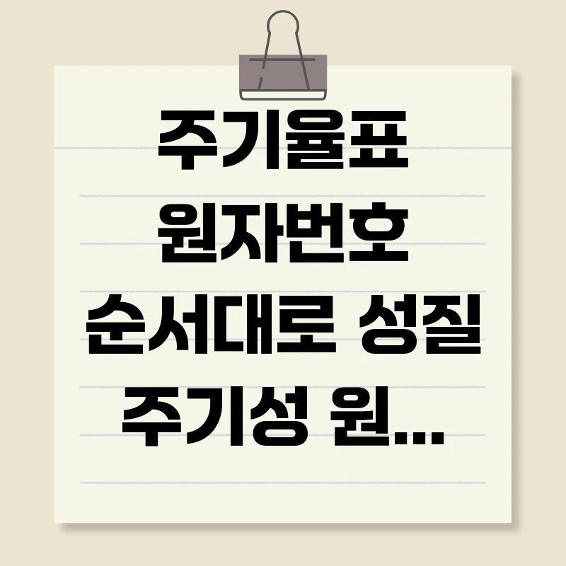 주기율표 원자번호 순서대로 성질 주기성 원리 정리